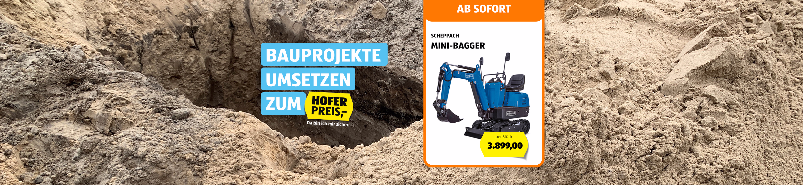 Bauprojekte umsetzen zum HOFER Preis